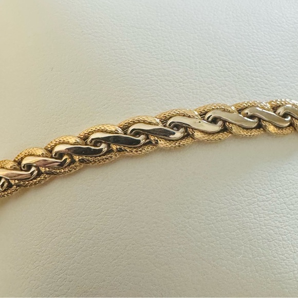 14K White and Yellow Gold Multi Rope Chain Twist Bracelet 6.75" inch Italy - Picture 3 of 6